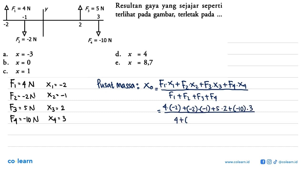 Resultan gaya yang sejajar seperti terlihat pada gambar,