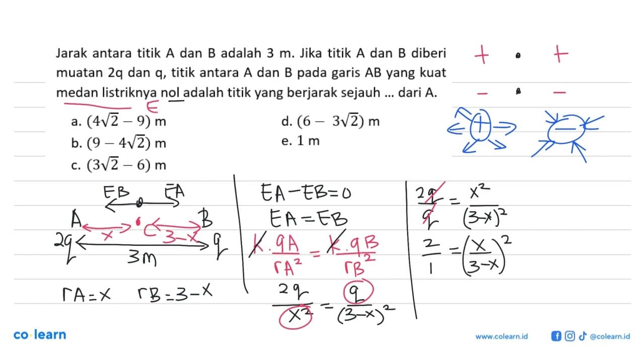 Jarak antara titik A dan B adalah 3 m. Jika titik A dan B