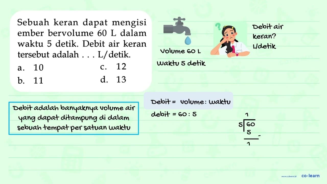 dapat mengisi Sebuah keran ember bervolume L dalam 60