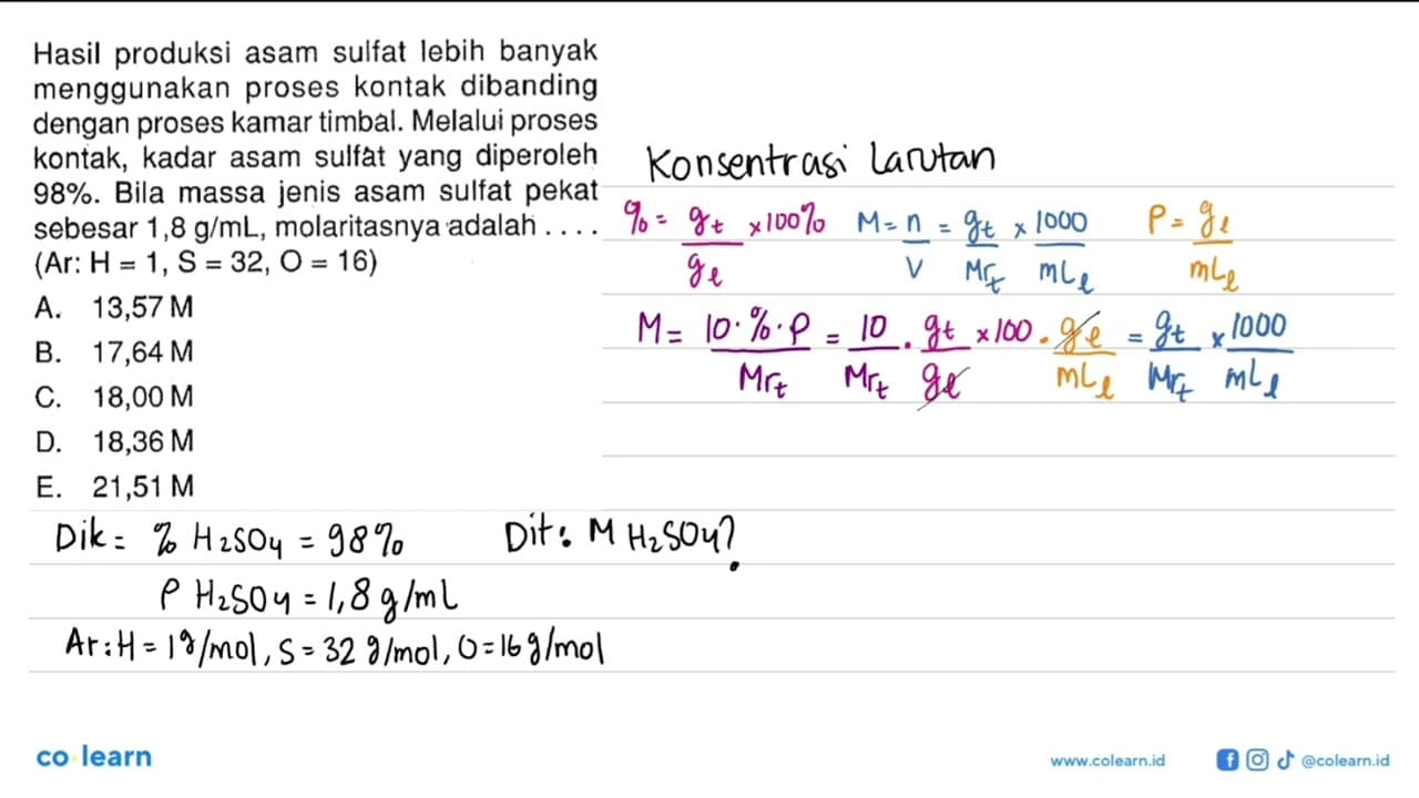 Hasil produksi asam sulfat lebih banyak menggunakan proses