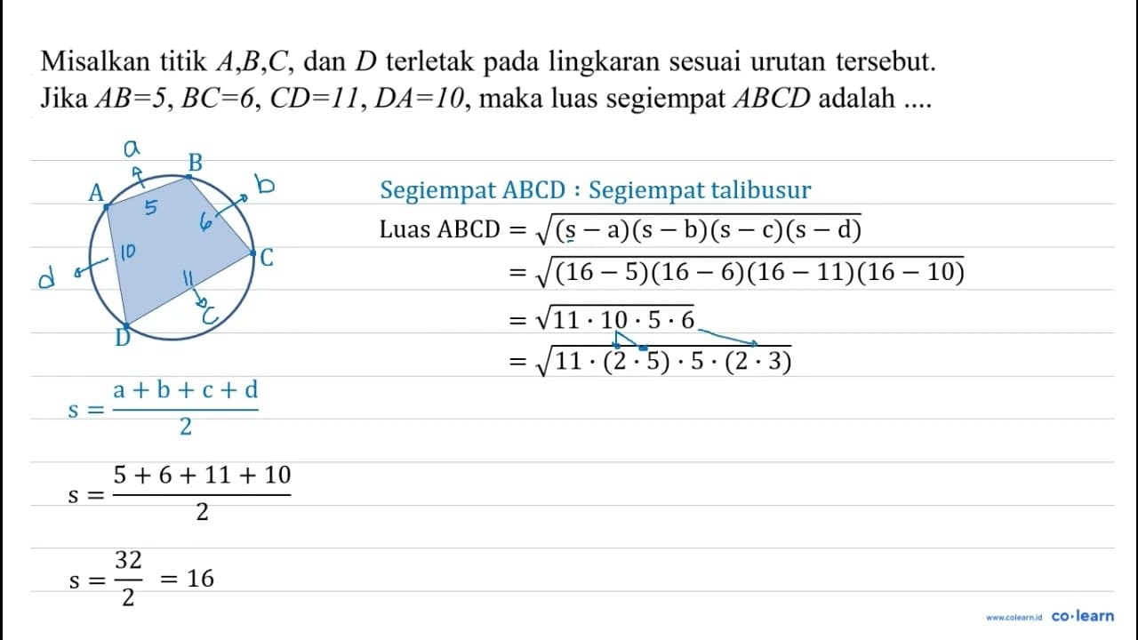 Misalkan titik A, B, C , dan D terletak pada lingkaran