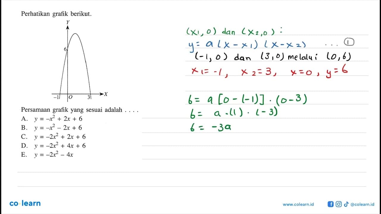 Perhatikan grafik berikut. y x 6 -3 3 OPersamaan grafik