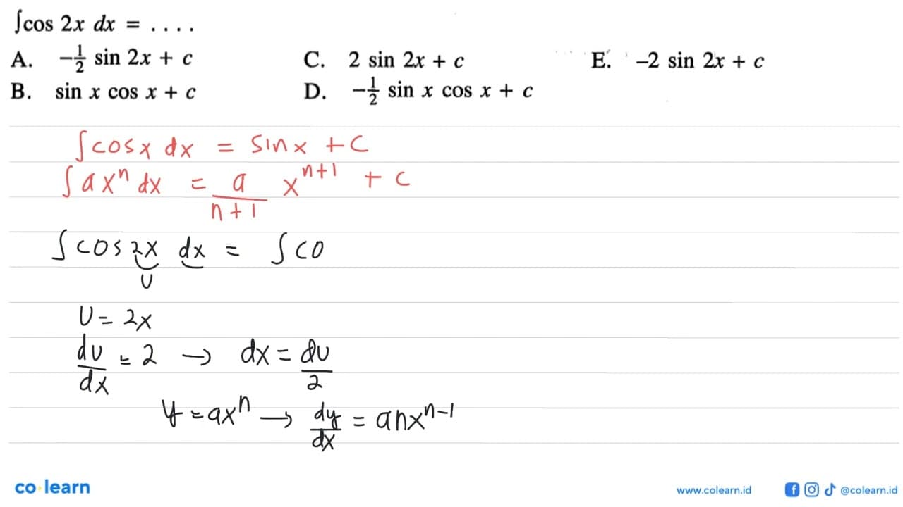 integral cos 2x dx=...