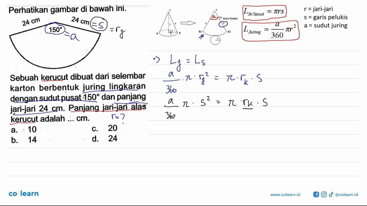 Perhatikan gambar di bawah ini.24 cm 24 cm 150Sebuah