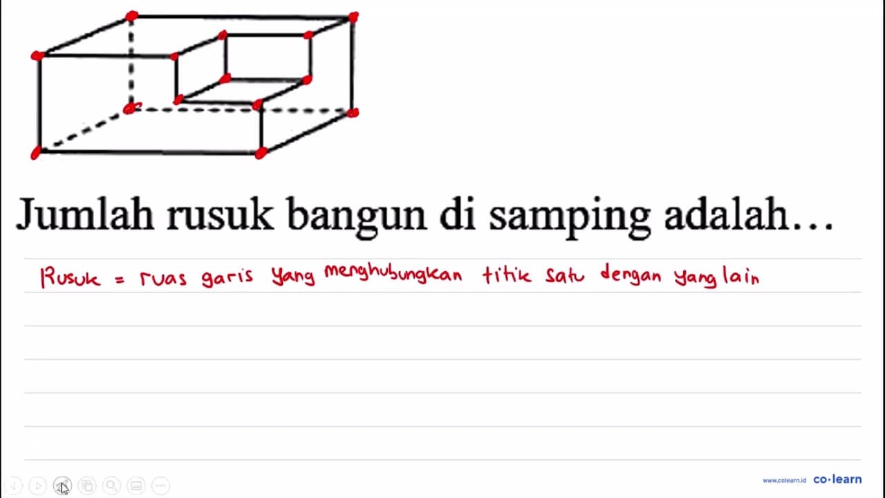 Jumlah rusuk bangun di samping adalah...