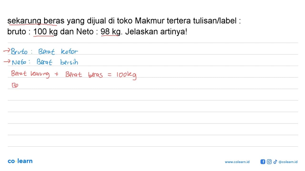 sekarung beras yang dijual di toko Makmur tertera