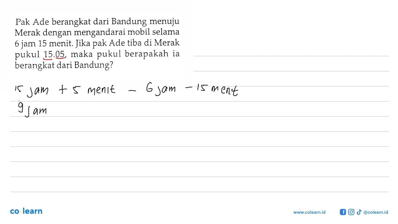 Pak Ade berangkat dari Bandung menuju Merak dengan