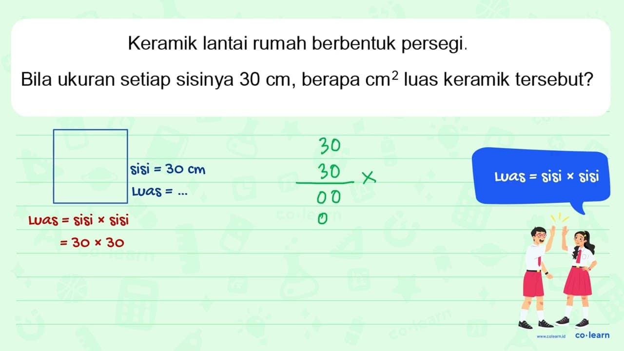 Keramik lantai rumah berbentuk persegi. Bila ukuran setiap