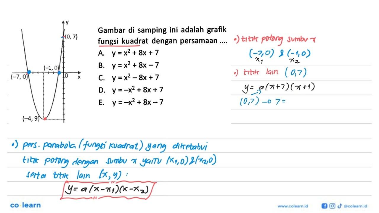 7 (0,7) (-7,0) (-1,0) O x (-4,9)Gambar di samping ini