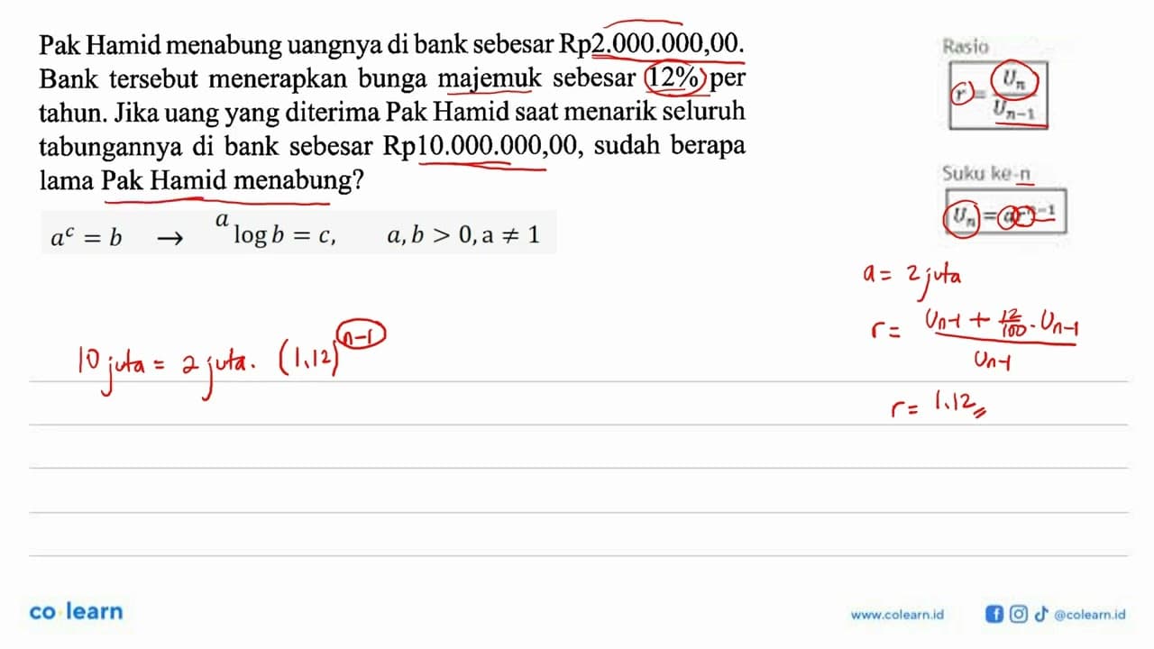 Pak Hamid menabung uangnya di bank sebesar Rp2.000.000,00.