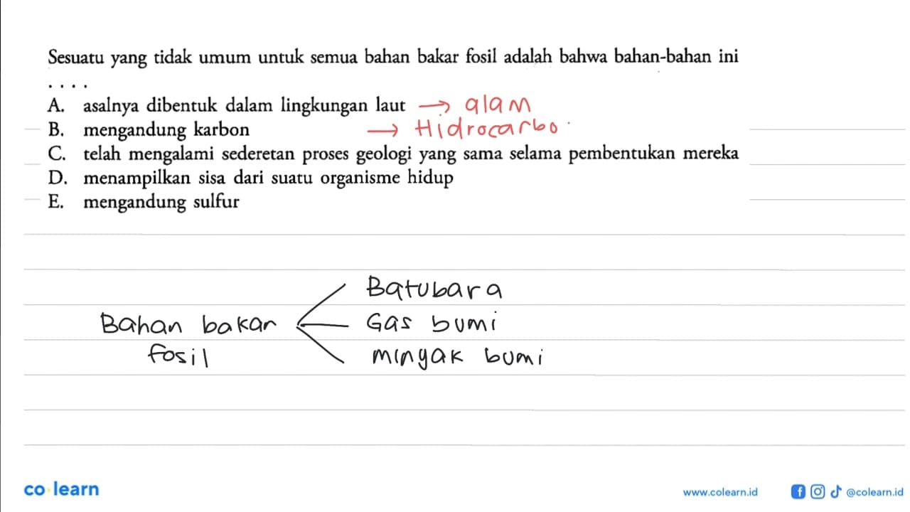 Sesuatu yang tidak umum untuk semua bahan bakar fosil