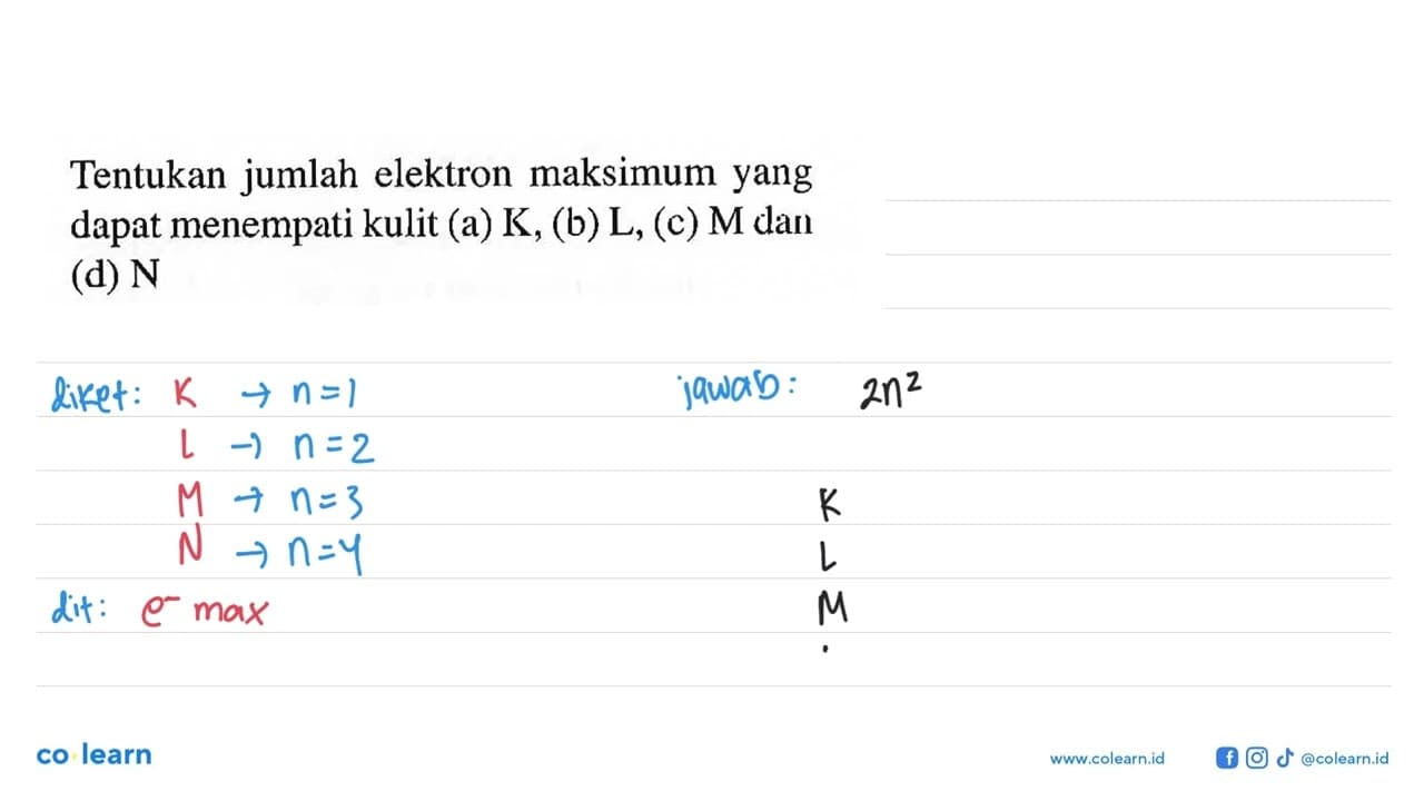 Tentukan jumlah elektron maksimum yang dapat menempati