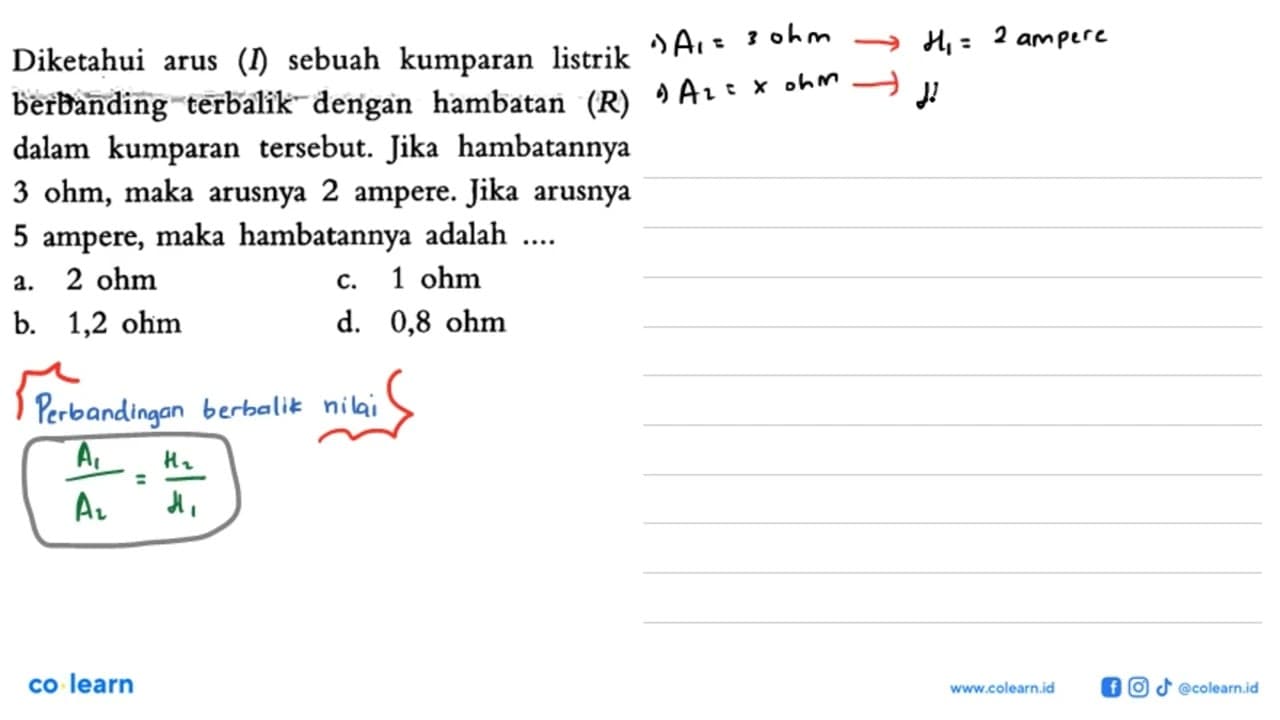 Diketahui arus (I) sebuah kumparan listrik berbanding