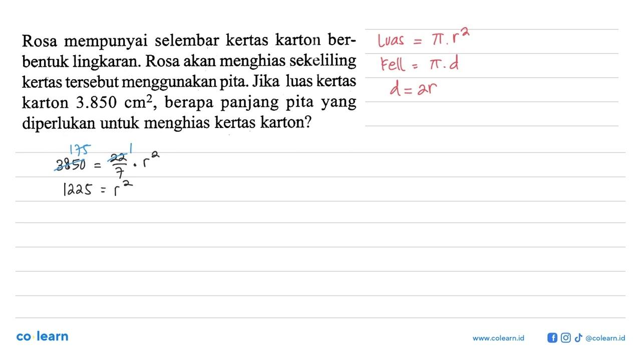 Rosa mempunyai selembar kertas karton berbentuk lingkaran.