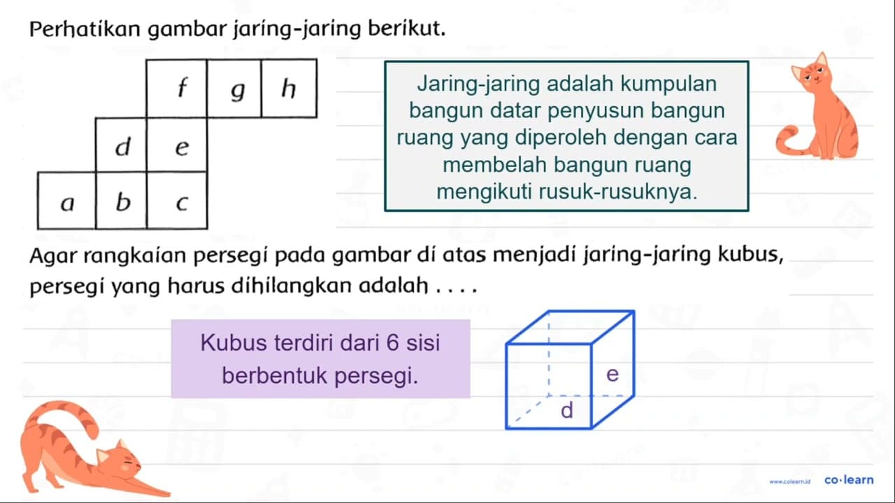 Perhatikan gambar jaring-jaring berikut. { 2 - 3 )