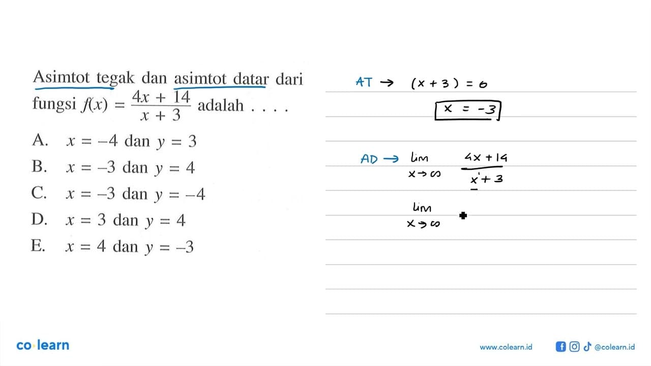 Asimtot tegak dan asimtot datar dari fungsi