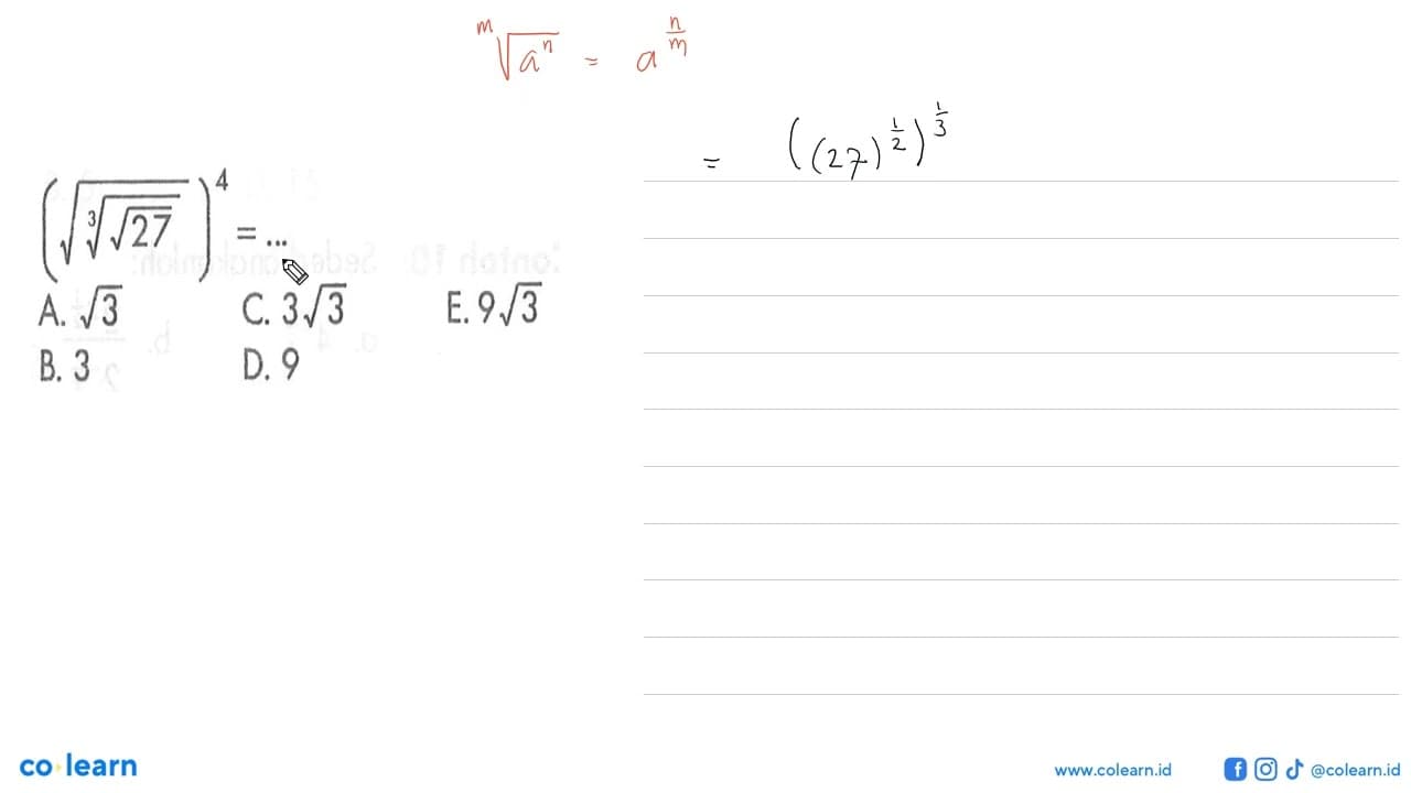 (akar((akar(27))^(1/3)))^4=...