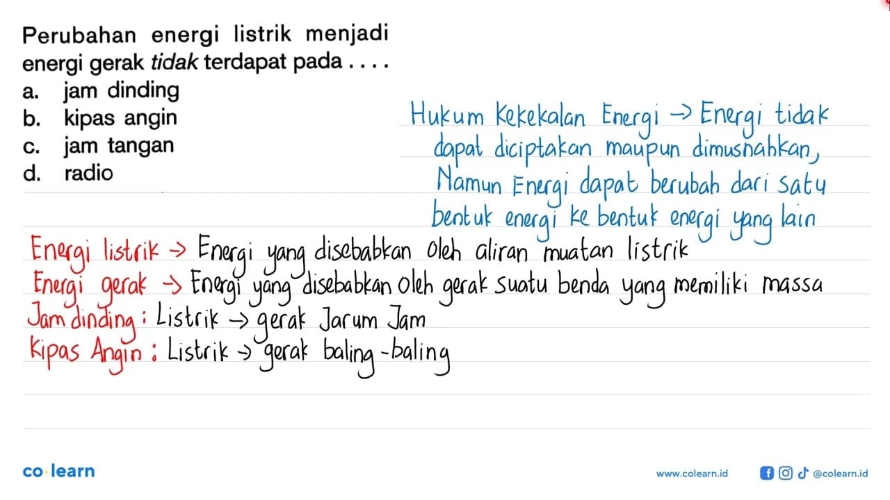 Perubahan energi listrik menjadi energi gerak tidak