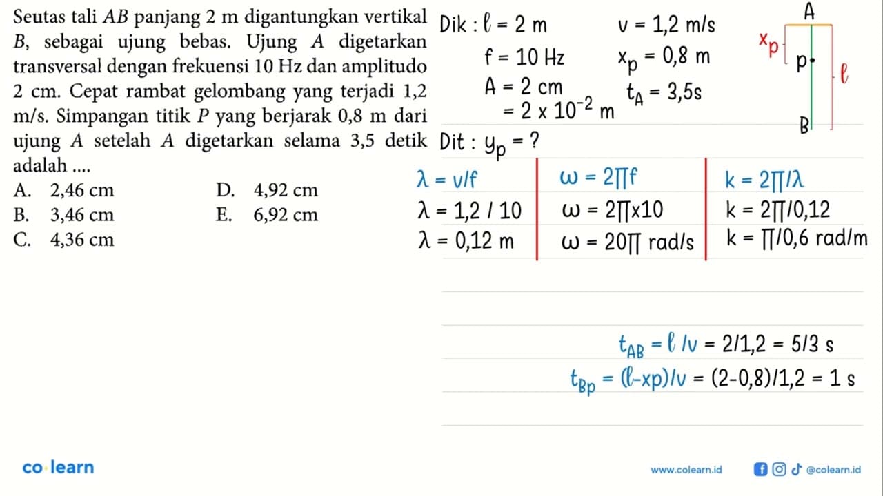 Seutas tali AB panjang 2 m digantungkan vertikal B ,