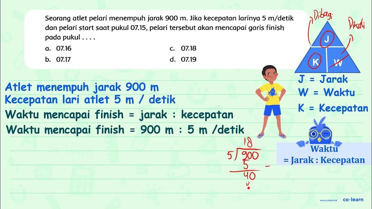 Seorang atlet pelari menempuh jarak 900 m . Jika kecepatan