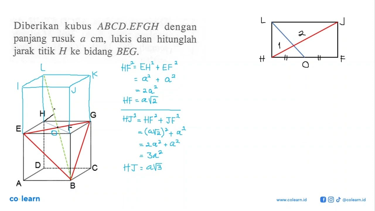 Diberikan kubus ABCD.EFGH dengan panjang rusuk a cm, lukis