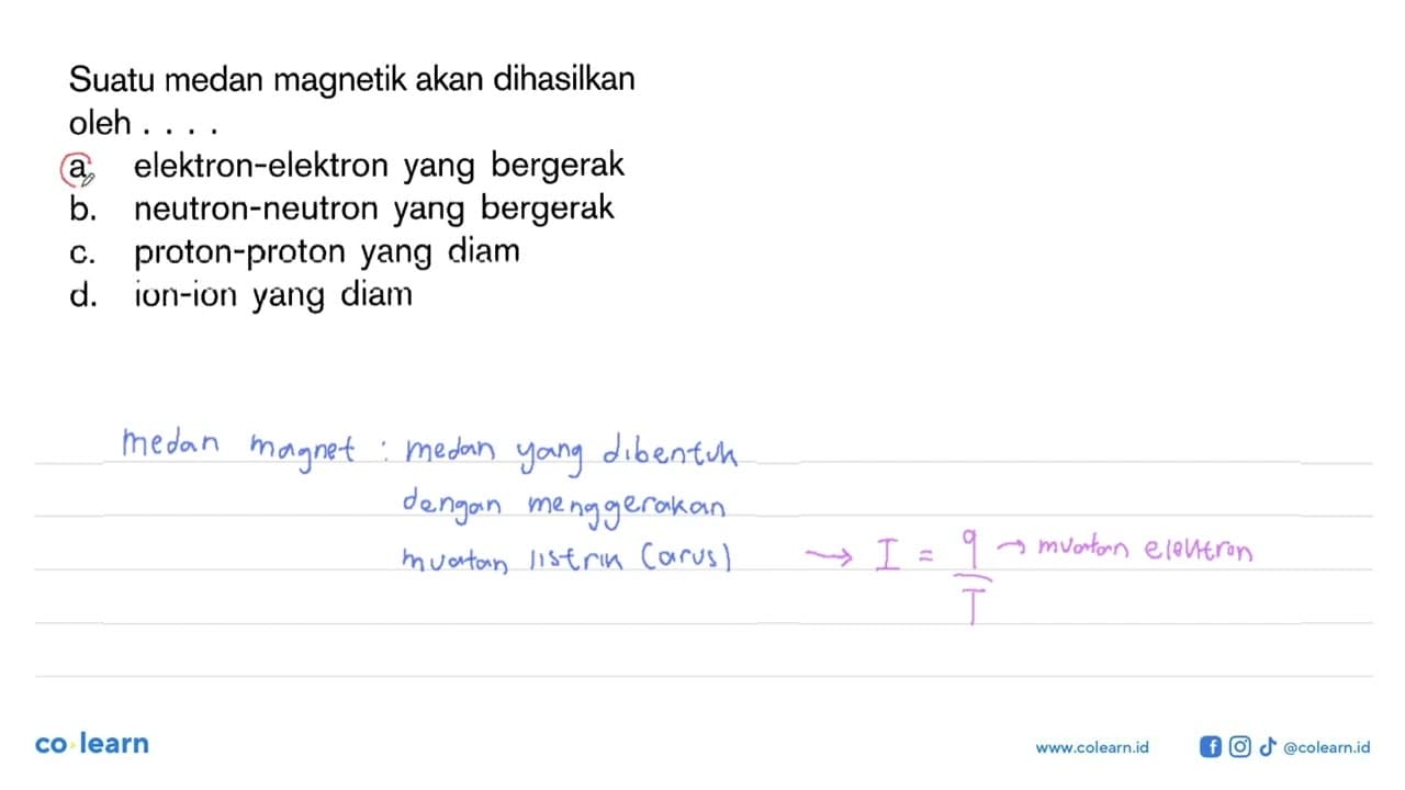 Suatu medan magnetik akan dihasilkan oleh ...