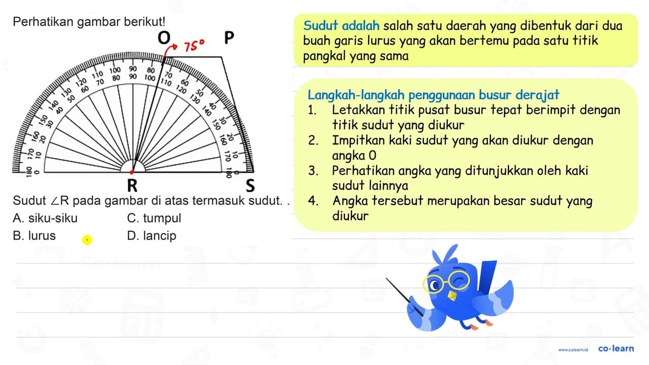 Perhatikan gambar berikut! p Sudut sudut R pada gambar di