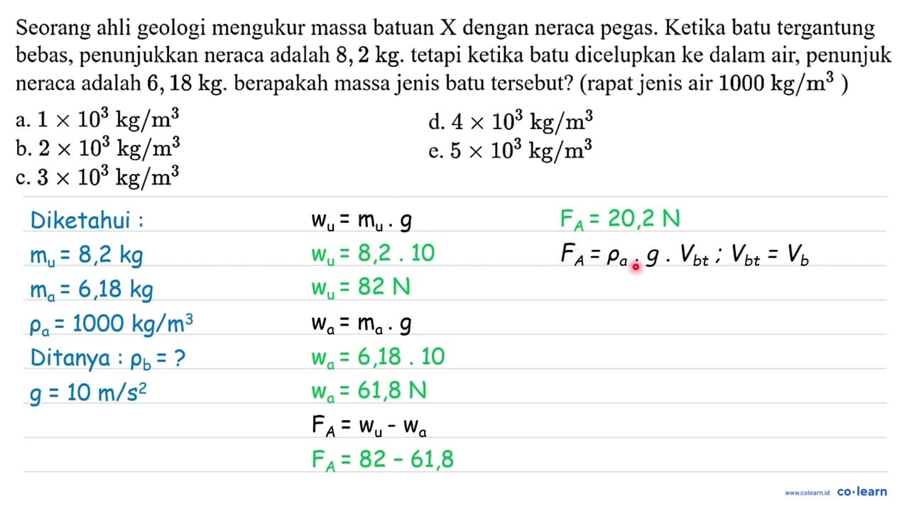 Seorang ahli geologi mengukur massa batuan X dengan neraca