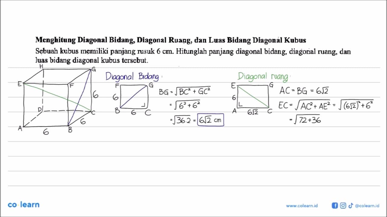 Menghitung Diagonal Bidang, Diagonal Ruang, dan Luas Bidang