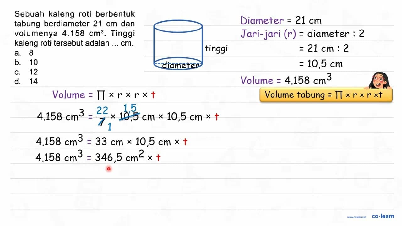 Sebuah kaleng roti berbentuk tabung berdiameter 21 cm dan