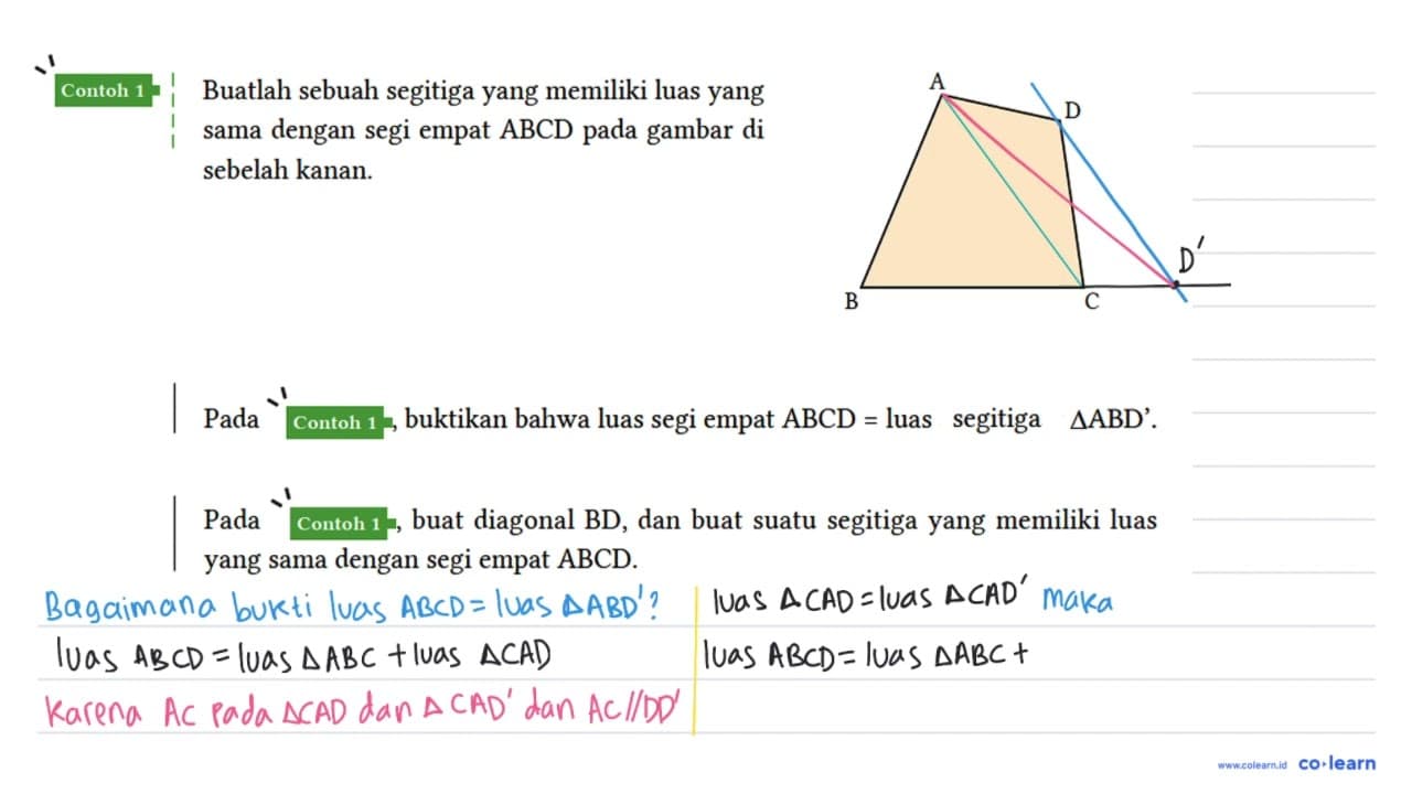 Contoh 1 Buatlah sebuah segitiga yang memiliki luas yang