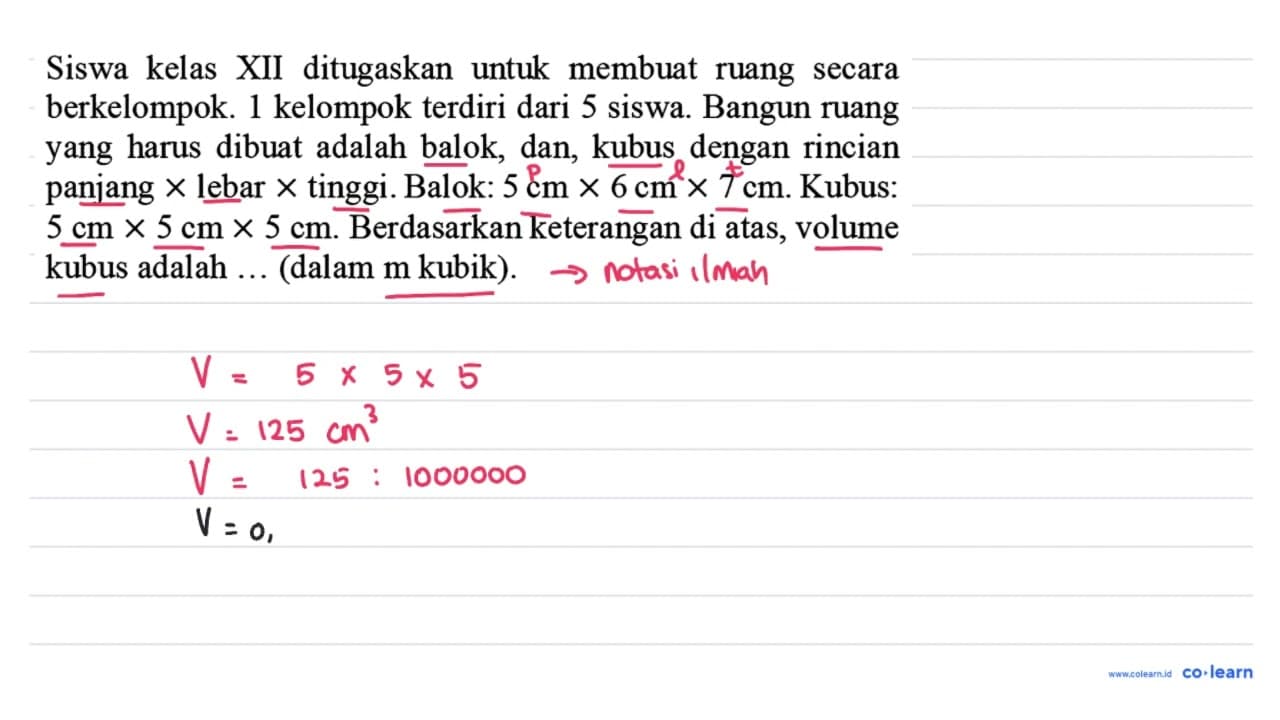 Siswa kelas XII ditugaskan untuk membuat ruang secara