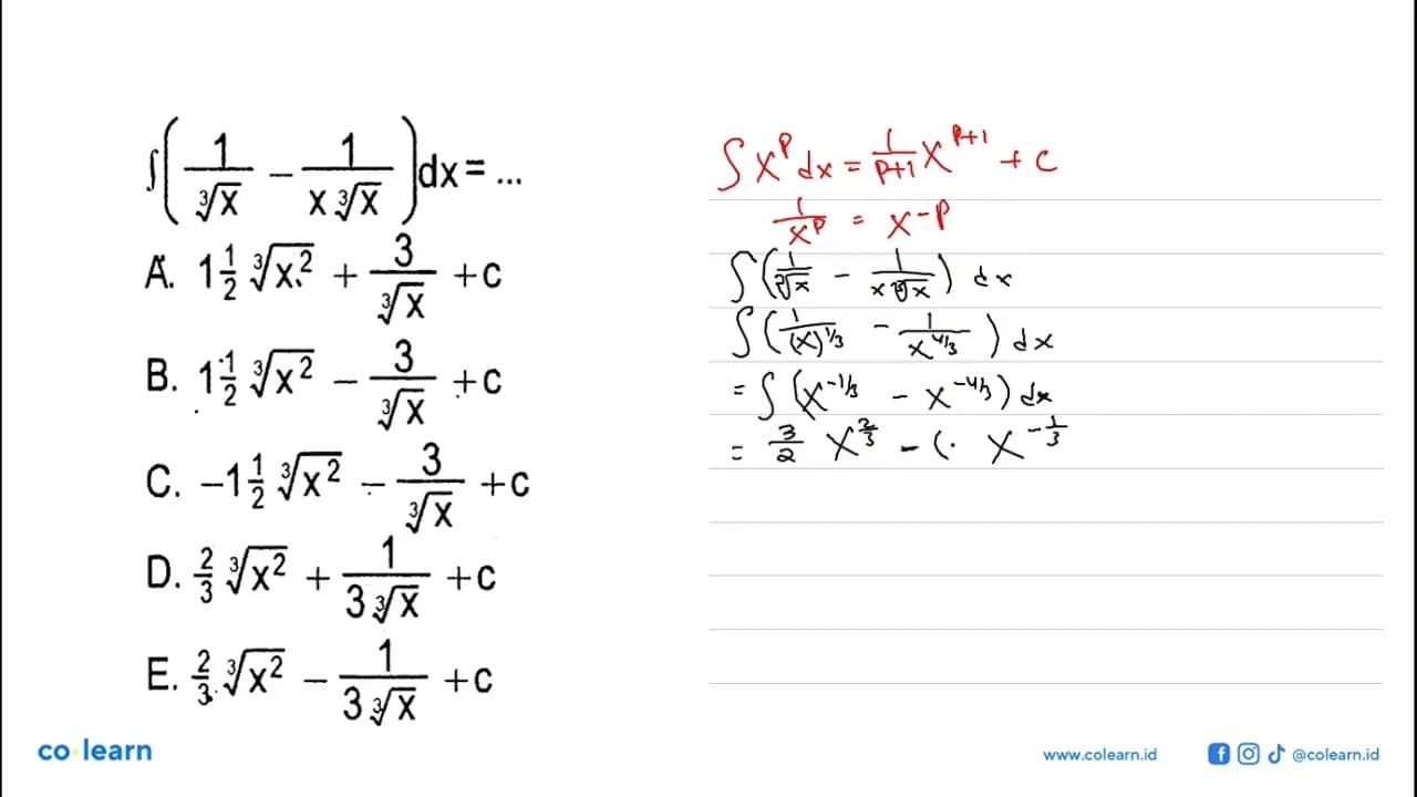 integral(1/x^(1/3)-1/(x.x^(1/3)) dx=...