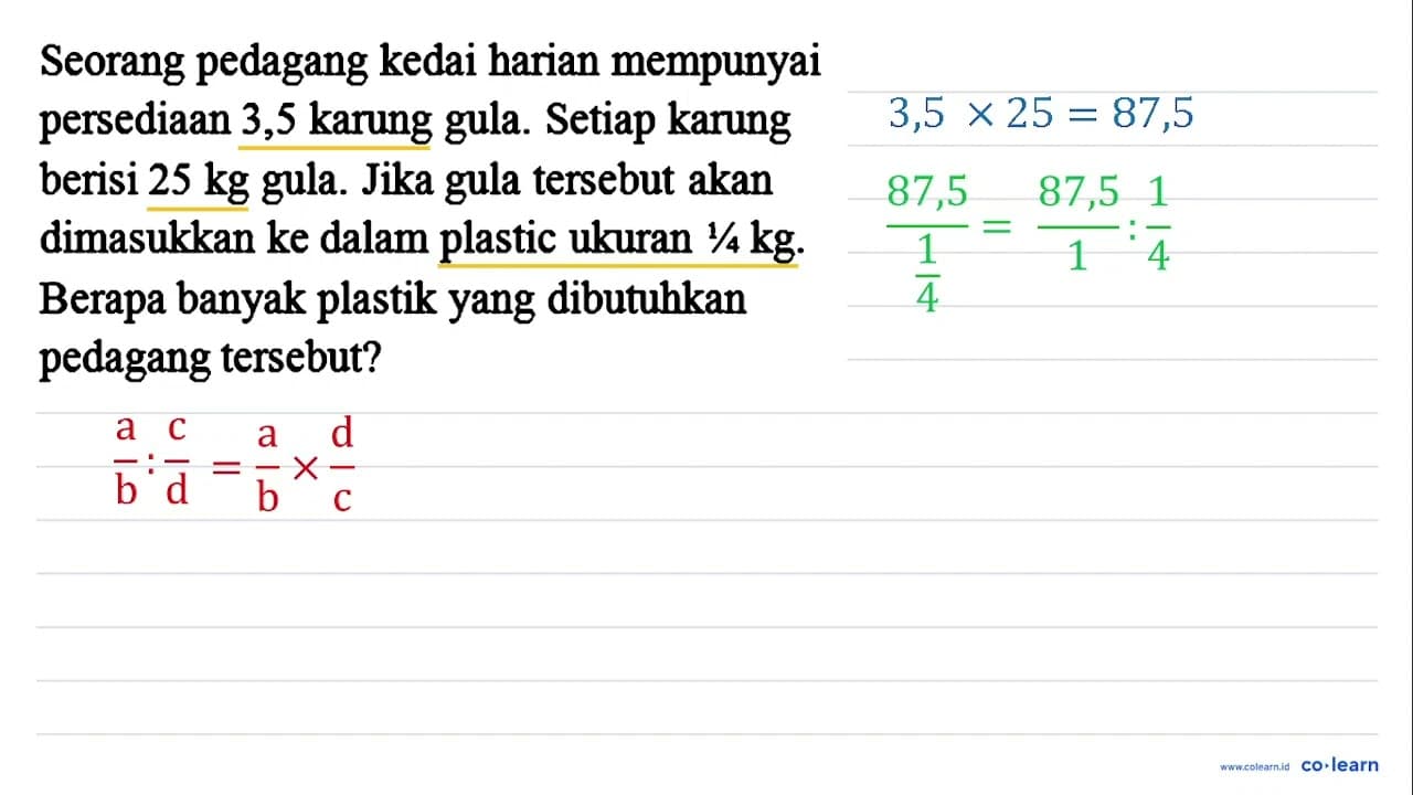 Seorang pedagang kedai harian mempunyai persediaan 3,5