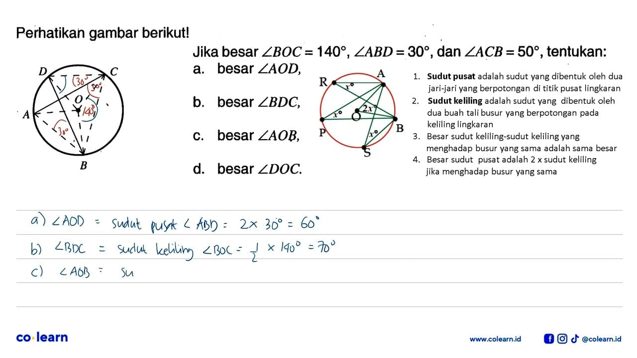 Perhatikan gambar berikut! A B C D OJika besar sudut