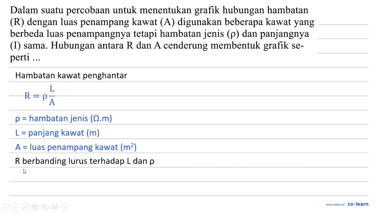 Dalam suatu percobaan untuk menentukan grafik hubungan