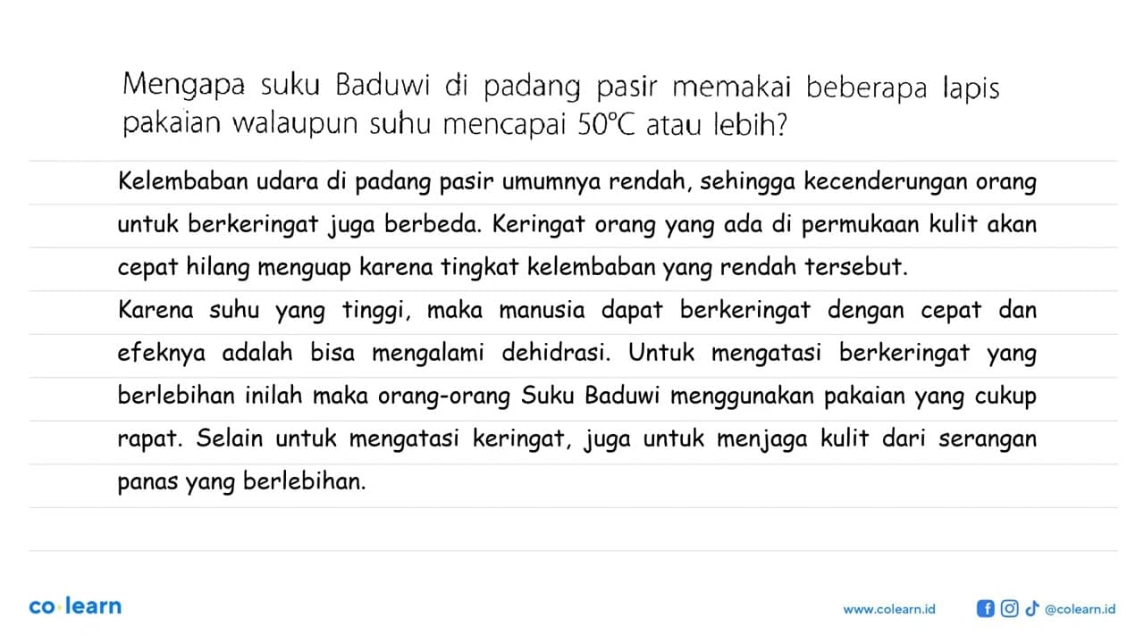 Mengapa suku Baduwi di padang pasir memakai beberapa lapis