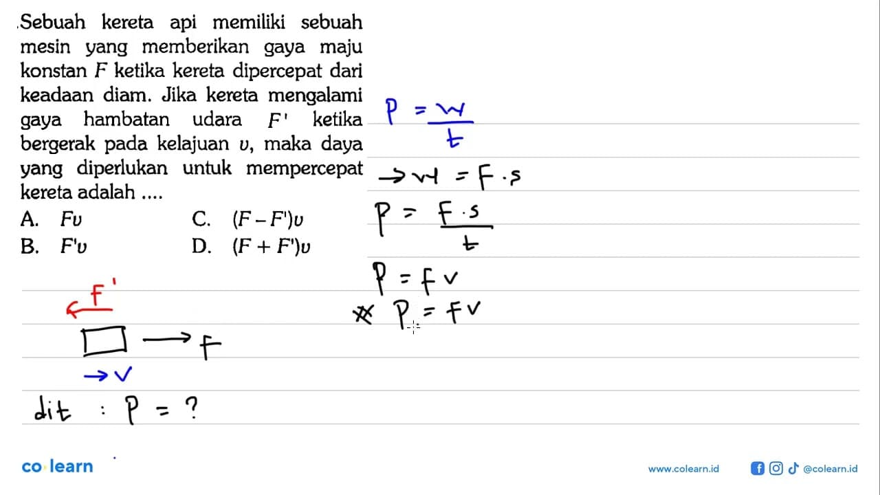 Sebuah kereta api memiliki sebuah mesin yang memberikan