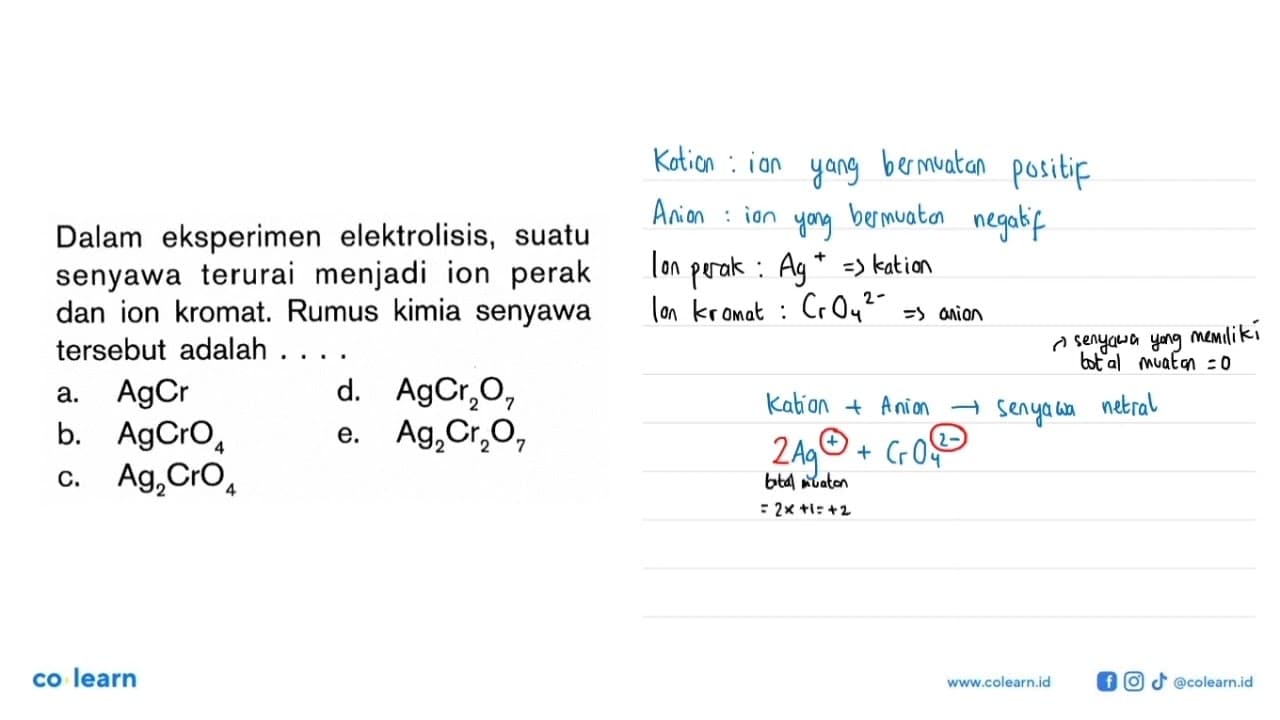 Dalam eksperimen elektrolisis, suatu senyawa terurai