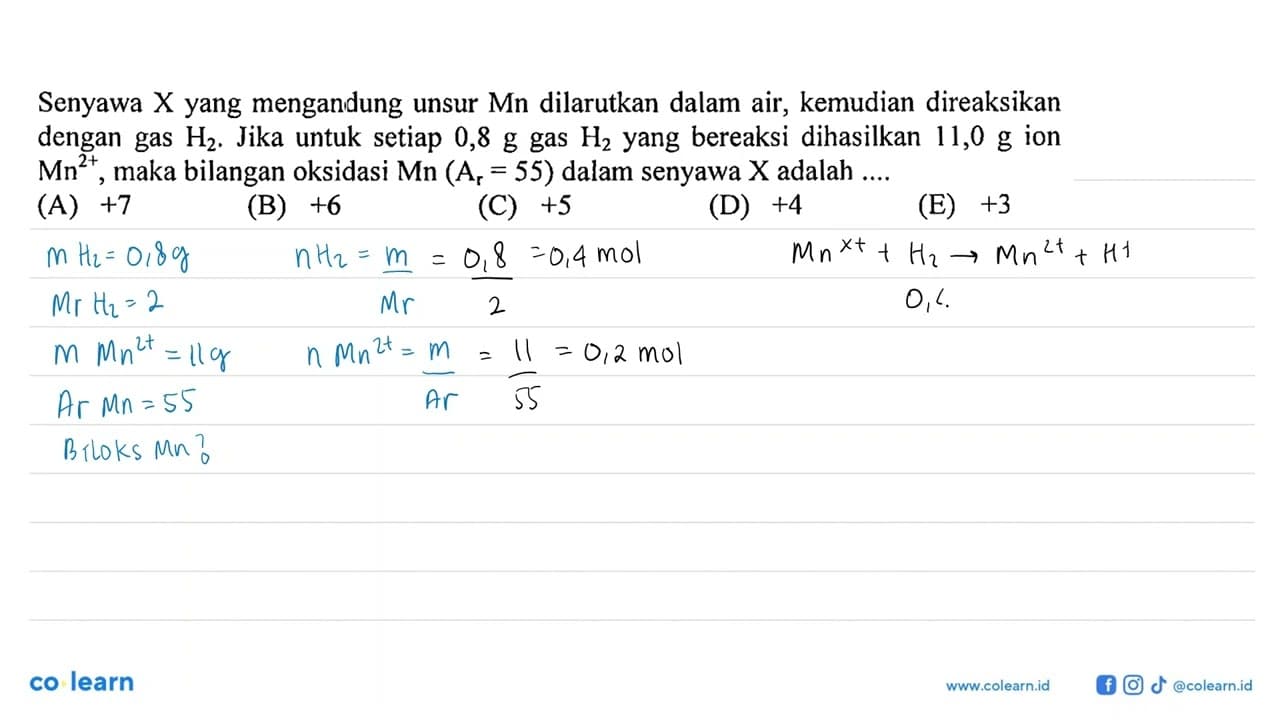 Senyawa X yang mengandung unsur Mn dilarutkan dalam air,