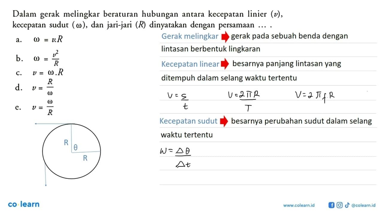 Dalam gerak melingkar beraturan hubungan antara kecepatan