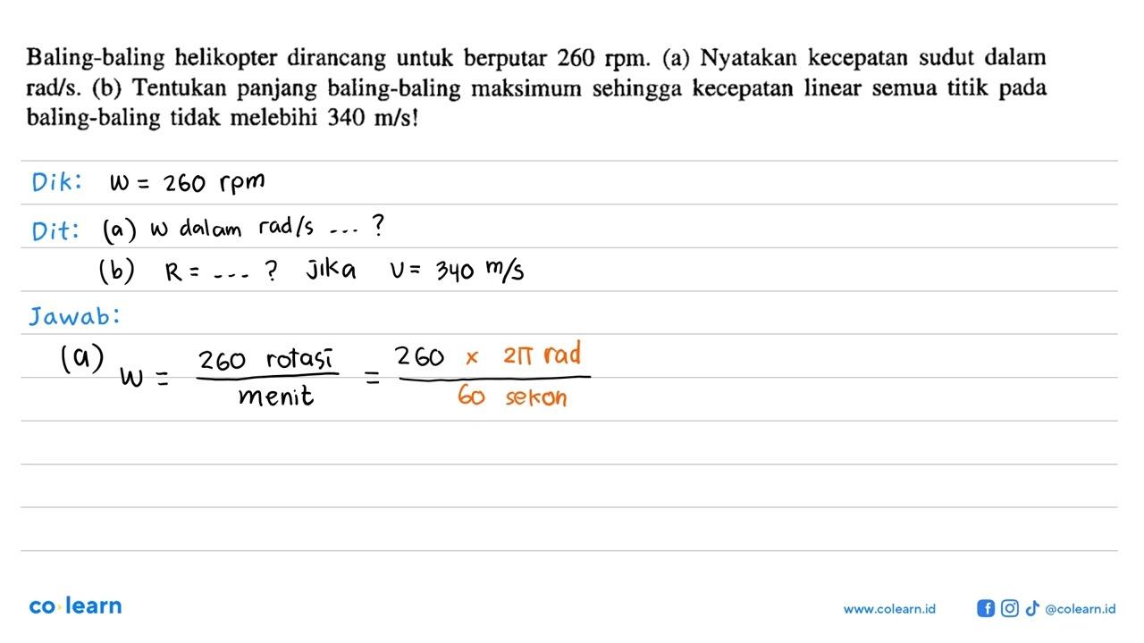 Baling-baling helikopter dirancang untuk berputar 260 rpm.