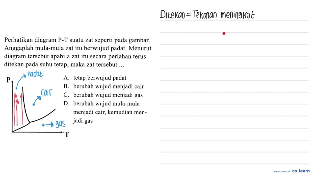 Perhatikan diagram P-T suatu zat seperti pada gambar.