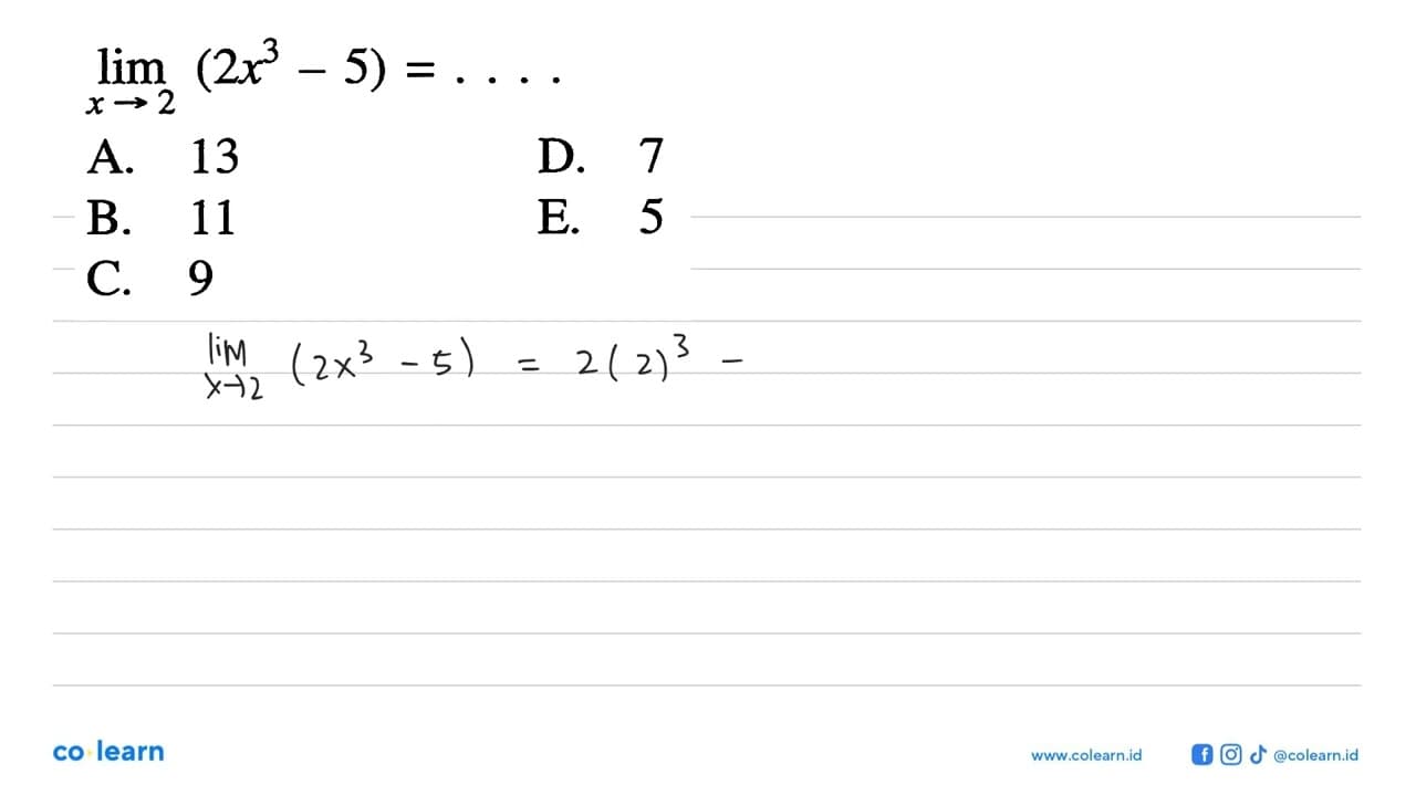 limit x->2 (2x^3-5)