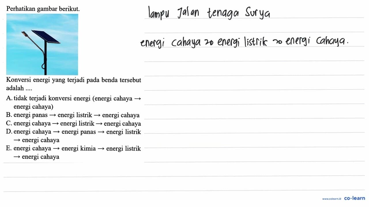 Perhatikan gambar berikut. Konversi energi yang terjadi