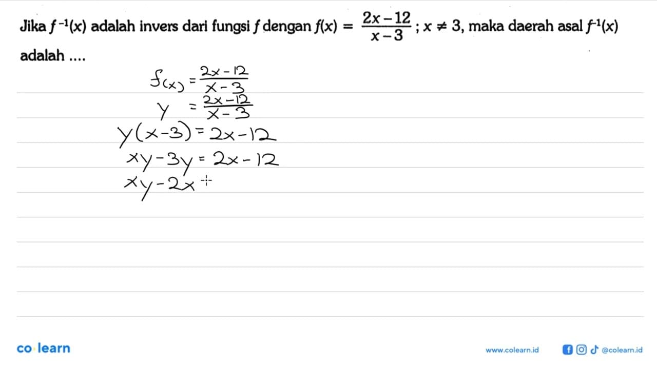 Jika f^(-1)(x) adalah invers dari fungsi f dengan