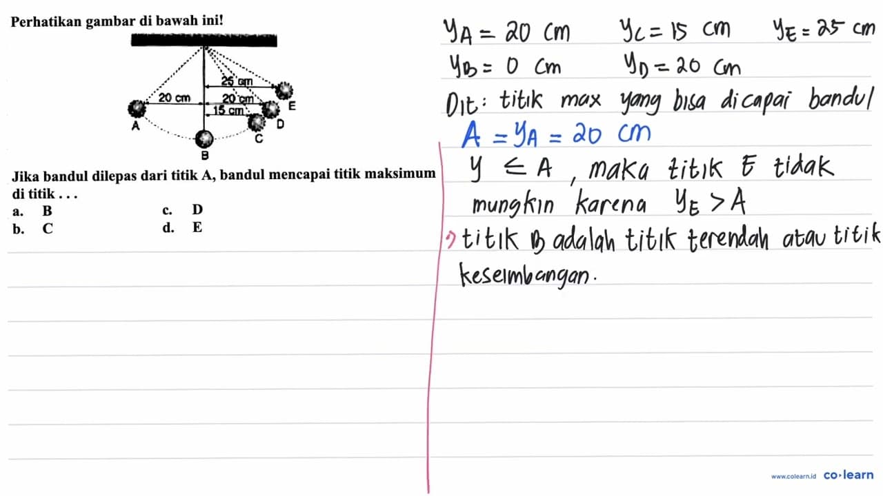 Perhatikan gambar di bawah ini! 25 cm E A 20 cm 20 cm D 15