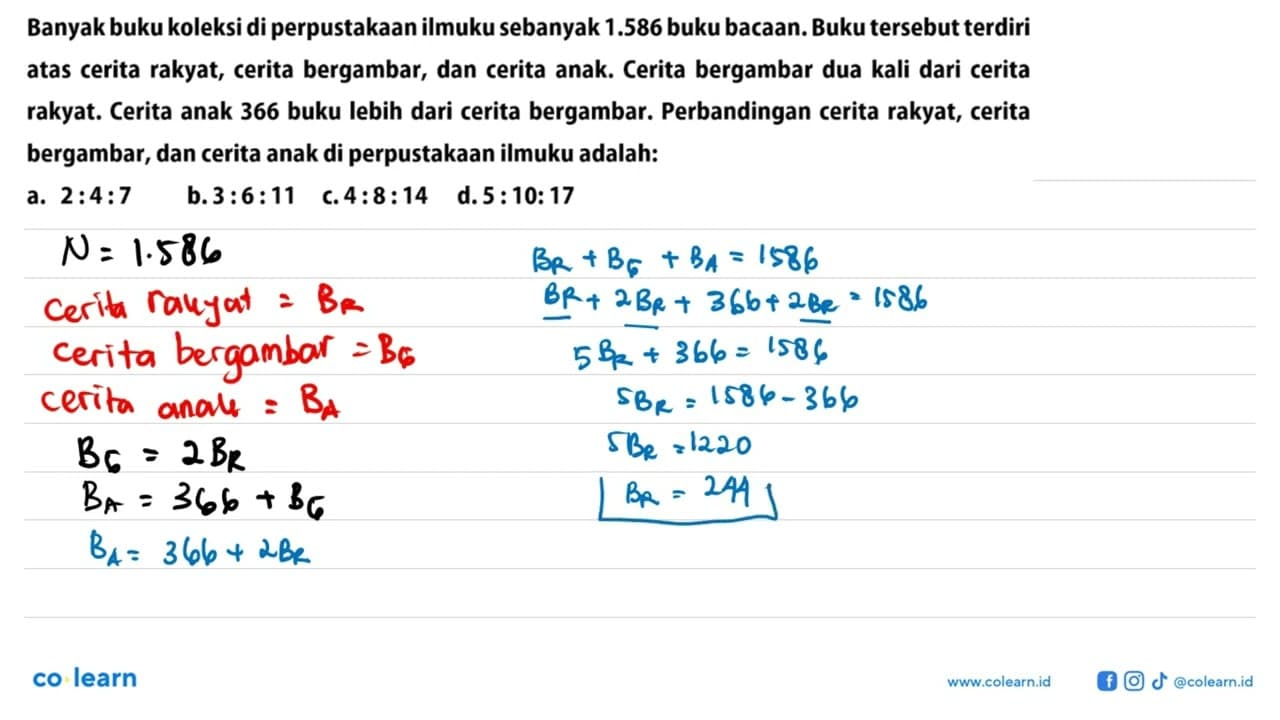 Banyak buku koleksi di perpustakaan ilmuku sebanyak 1.586