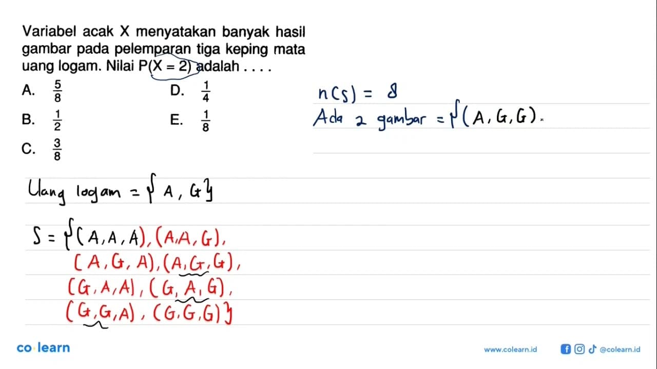 Variabel acak X menyatakan banyak hasil gambar pada