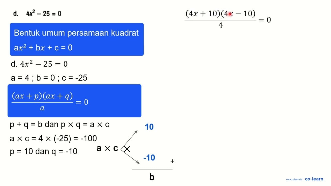 Tentukan himpunan dari persamaan kuadrat di bawah ini